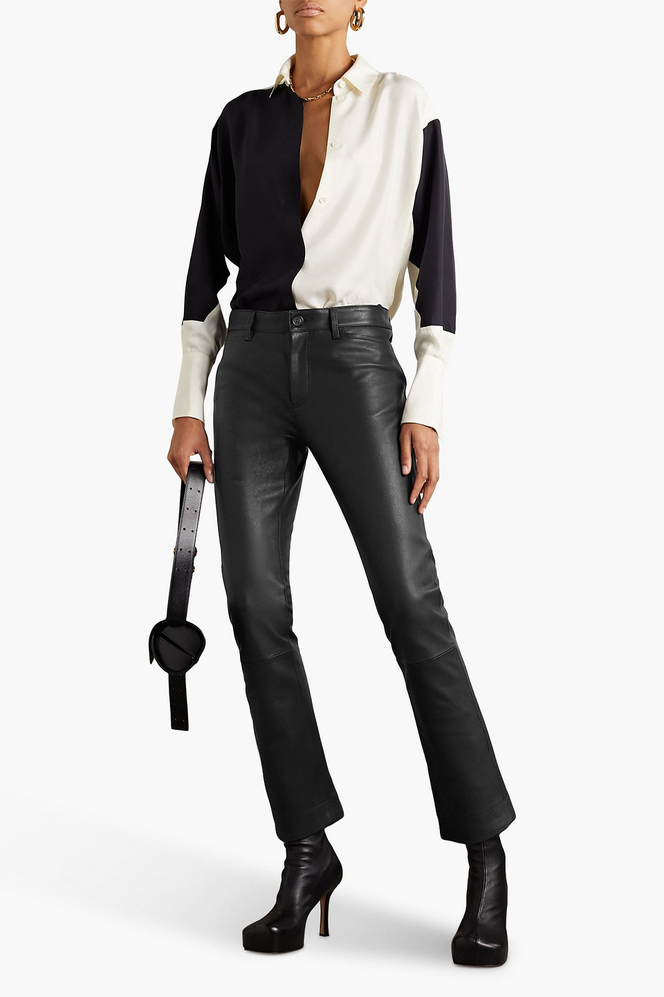 Shop Petar Petrov Leather Pants In Black