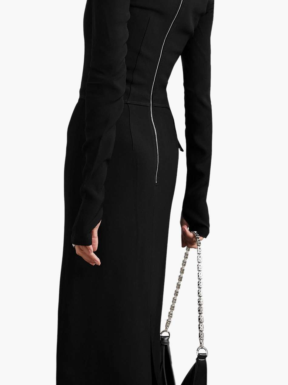 off-the-shoulder layered cady midi dress