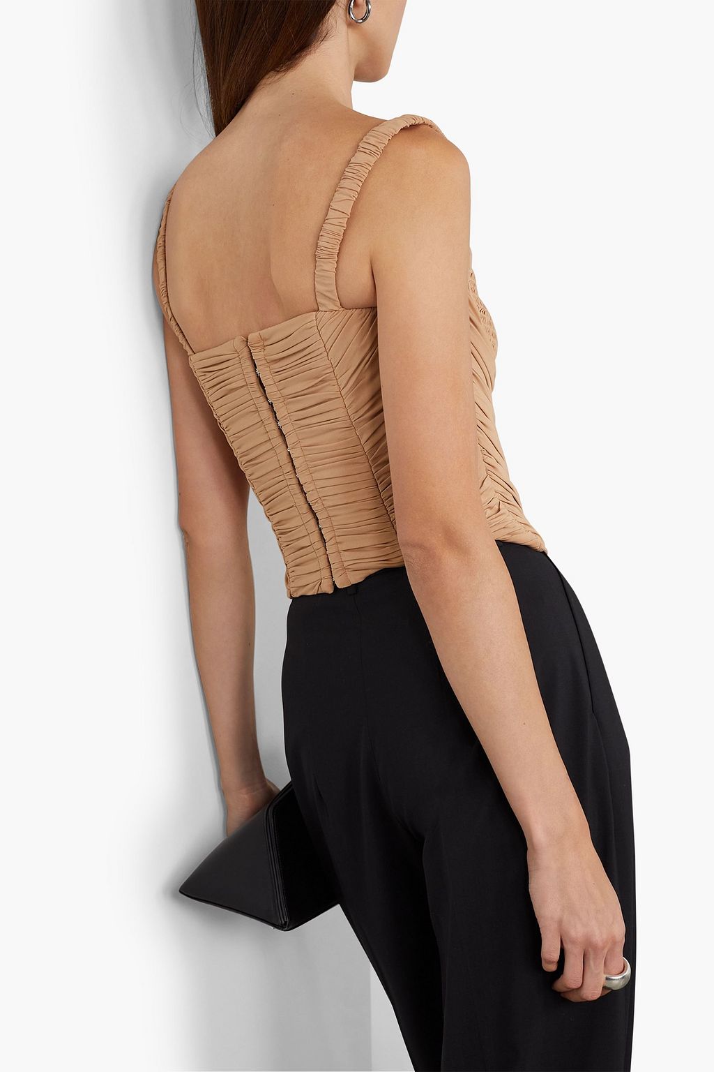 DION LEE Doric ruched stretch-jersey bustier top