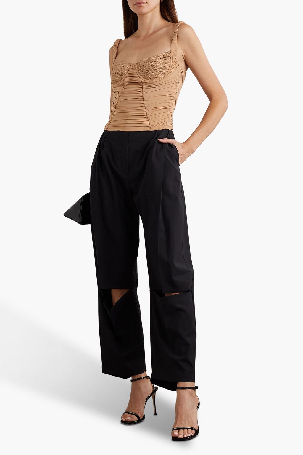 DION LEE Doric ruched stretch-jersey bustier top
