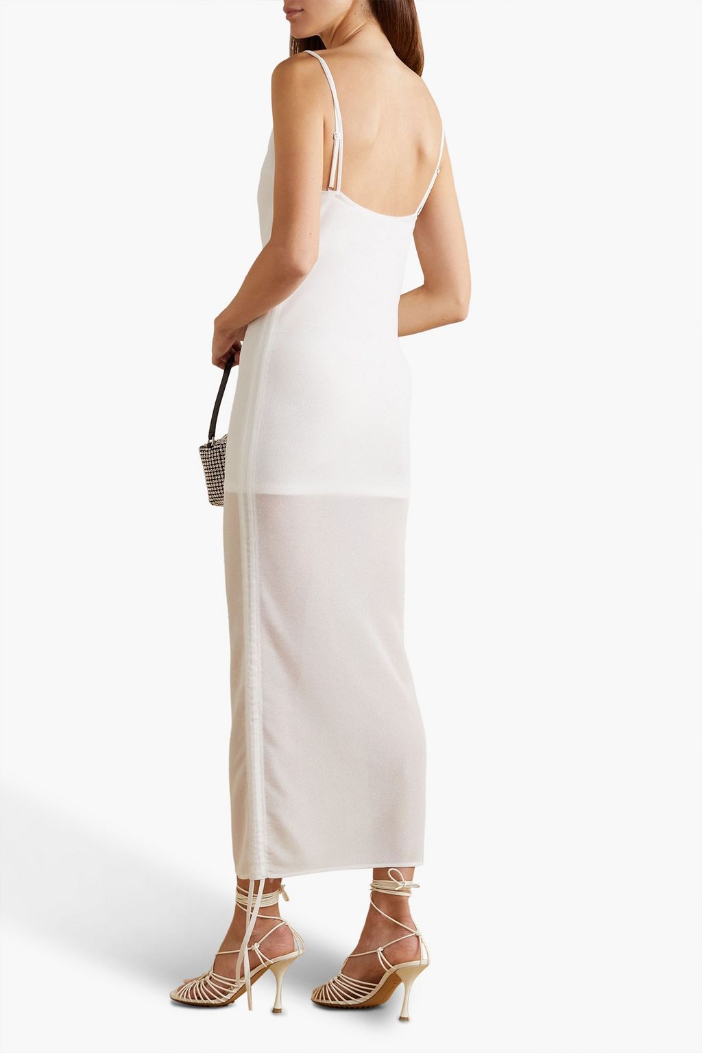 DION LEE فستان قصير من نسيج محبوك بغرز واسعة بتصميم ملموم