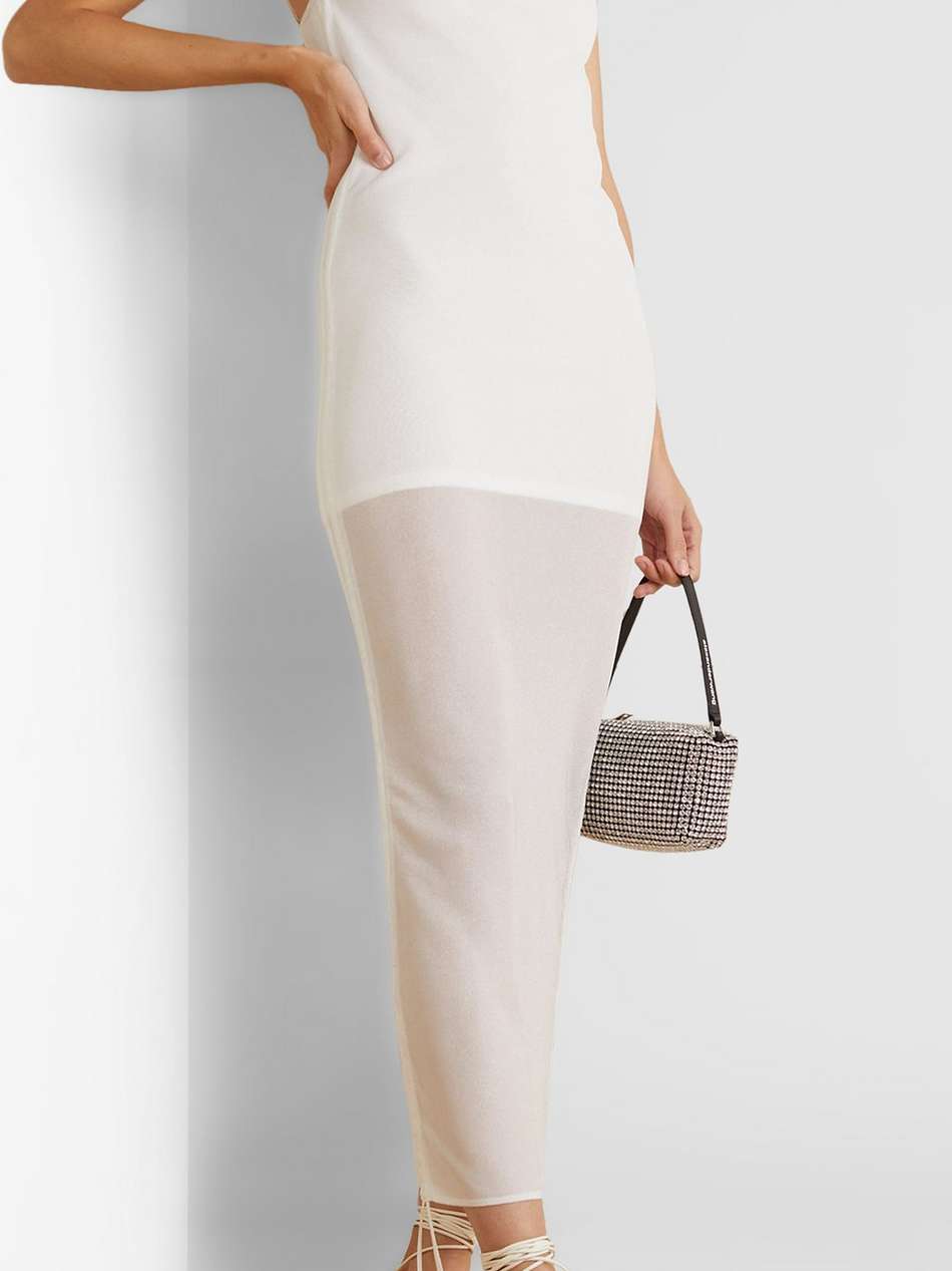 gathered open-knit mini dress