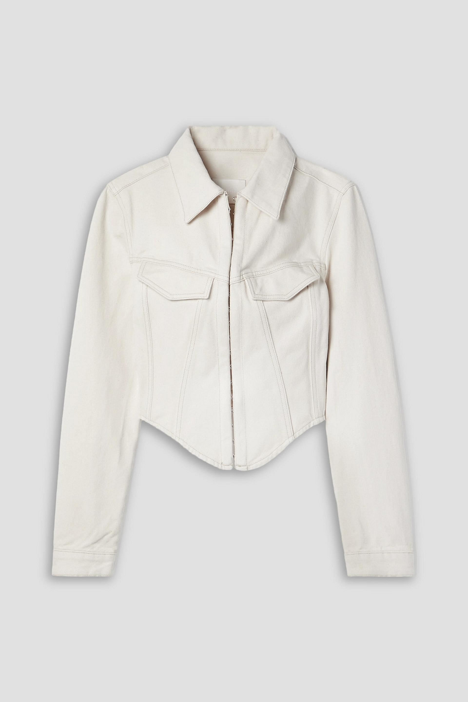 Dion Lee Cropped Denim Jacket In Cream
