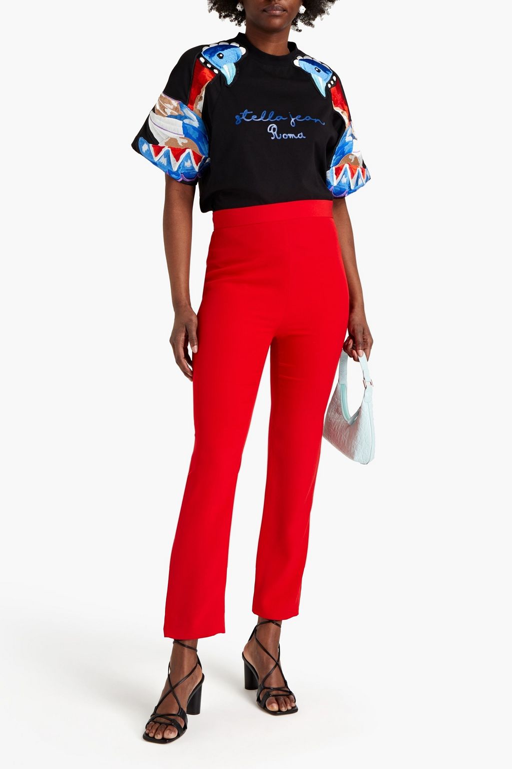 STELLA JEAN Embroidered printed cotton-jersey T-shirt