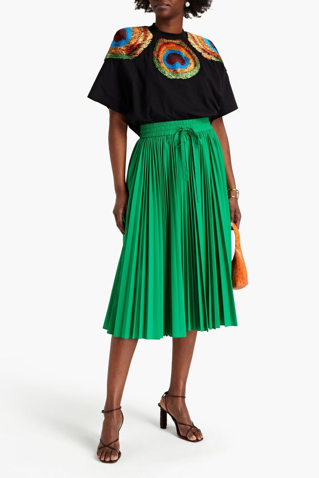 STELLA JEAN Embroidered cotton-jersey T-shirt