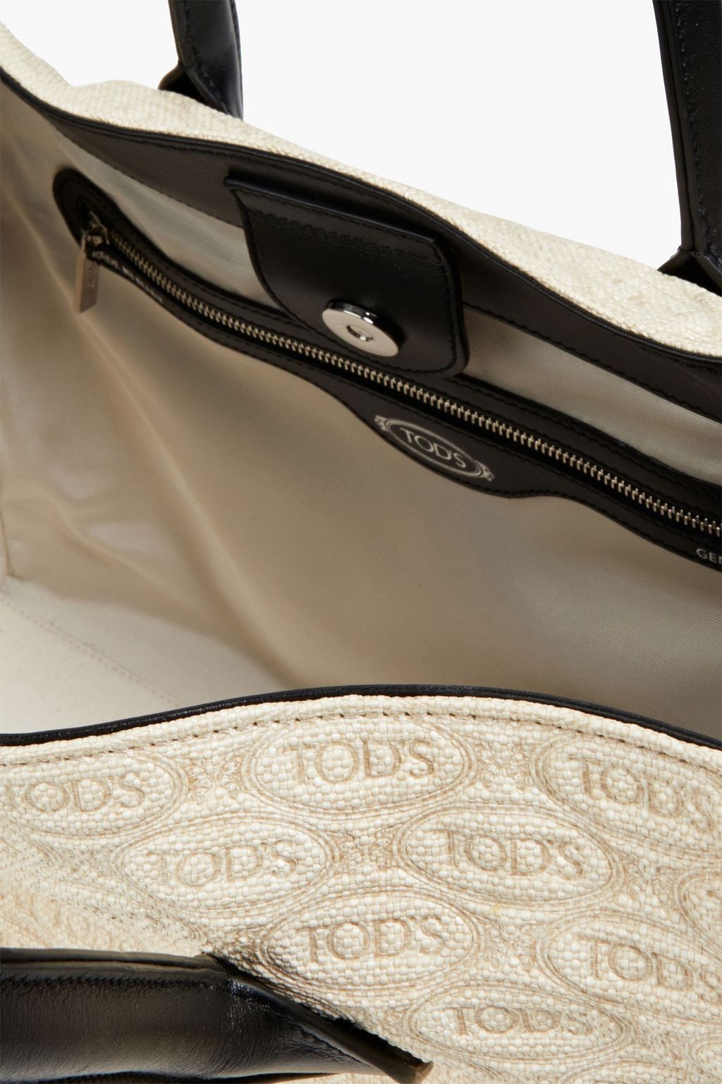 TOD'S Tote Bag aus Leder mit Canvas-Einsatz