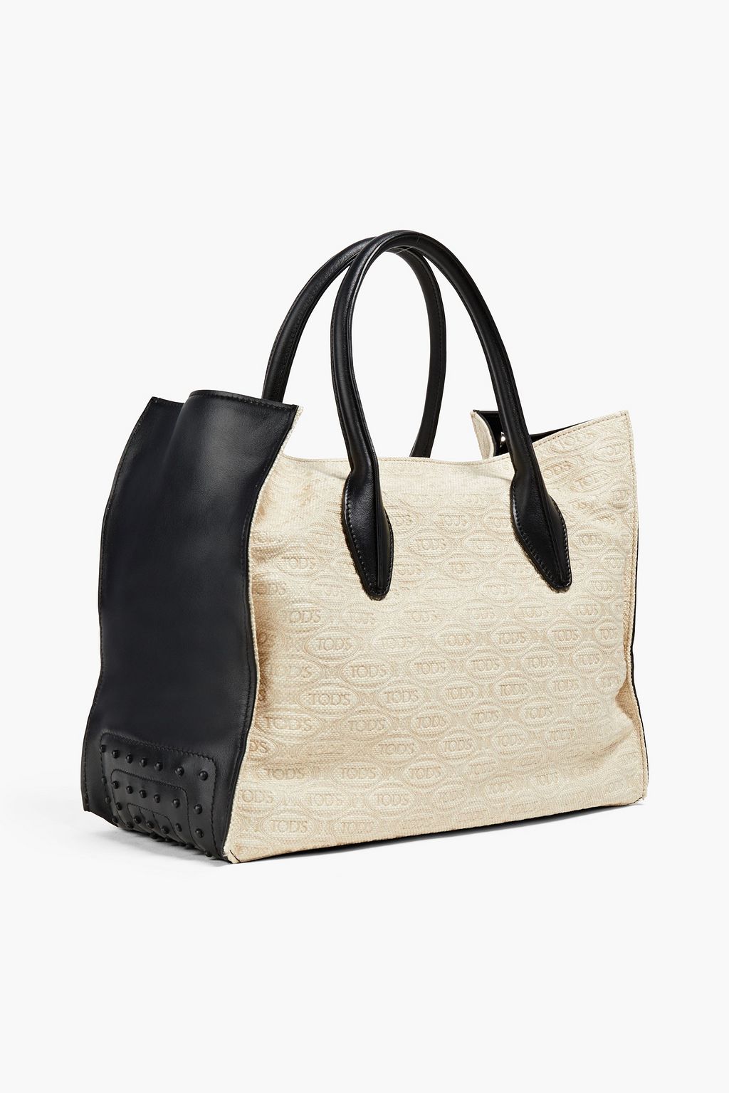 TOD'S Tote Bag aus Leder mit Canvas-Einsatz
