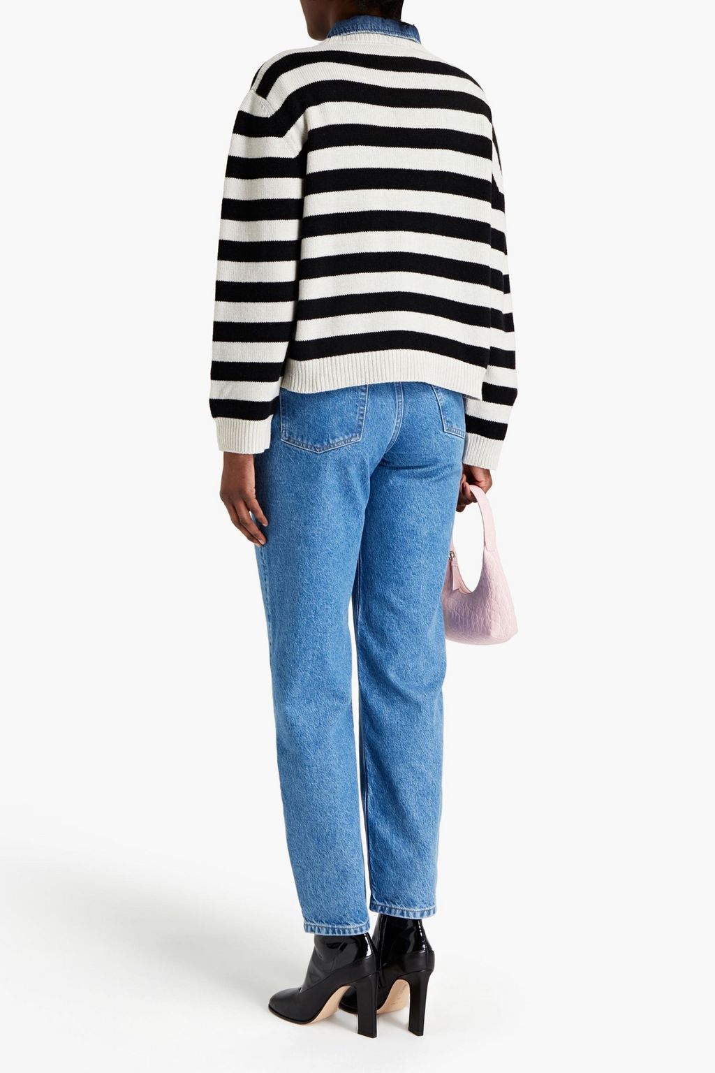 STELLA JEAN Appliquéd striped merino wool and cashmere-blend sweater