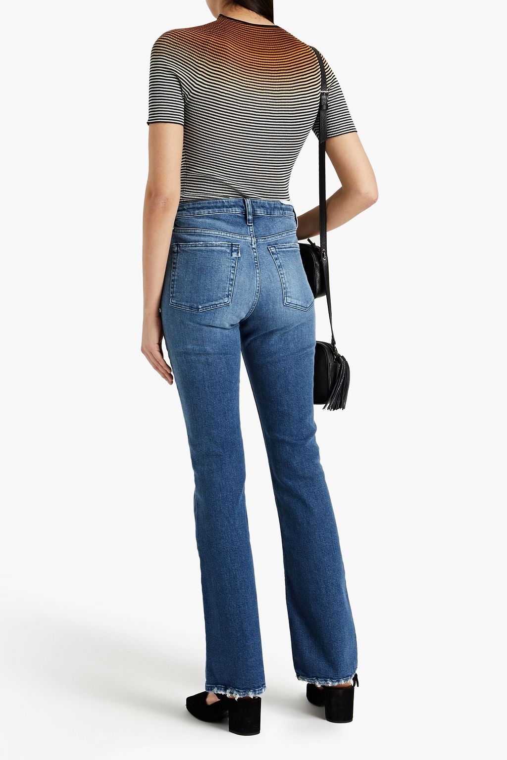 3X1 Farrah distressed high-rise bootcut jeans