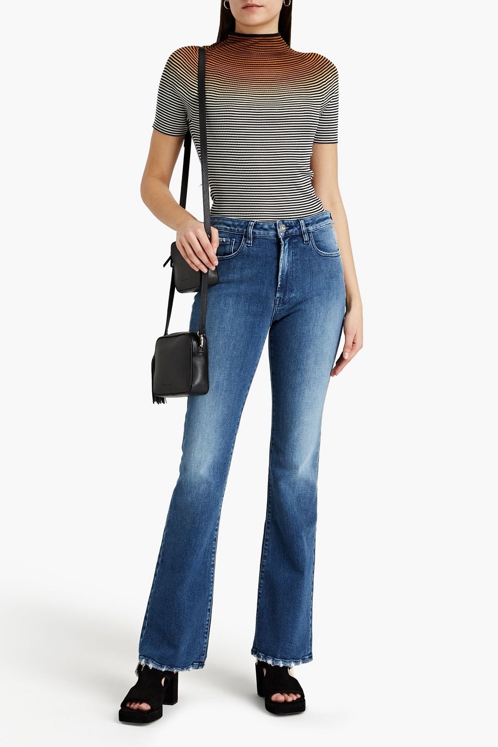 3X1 Farrah distressed high-rise bootcut jeans