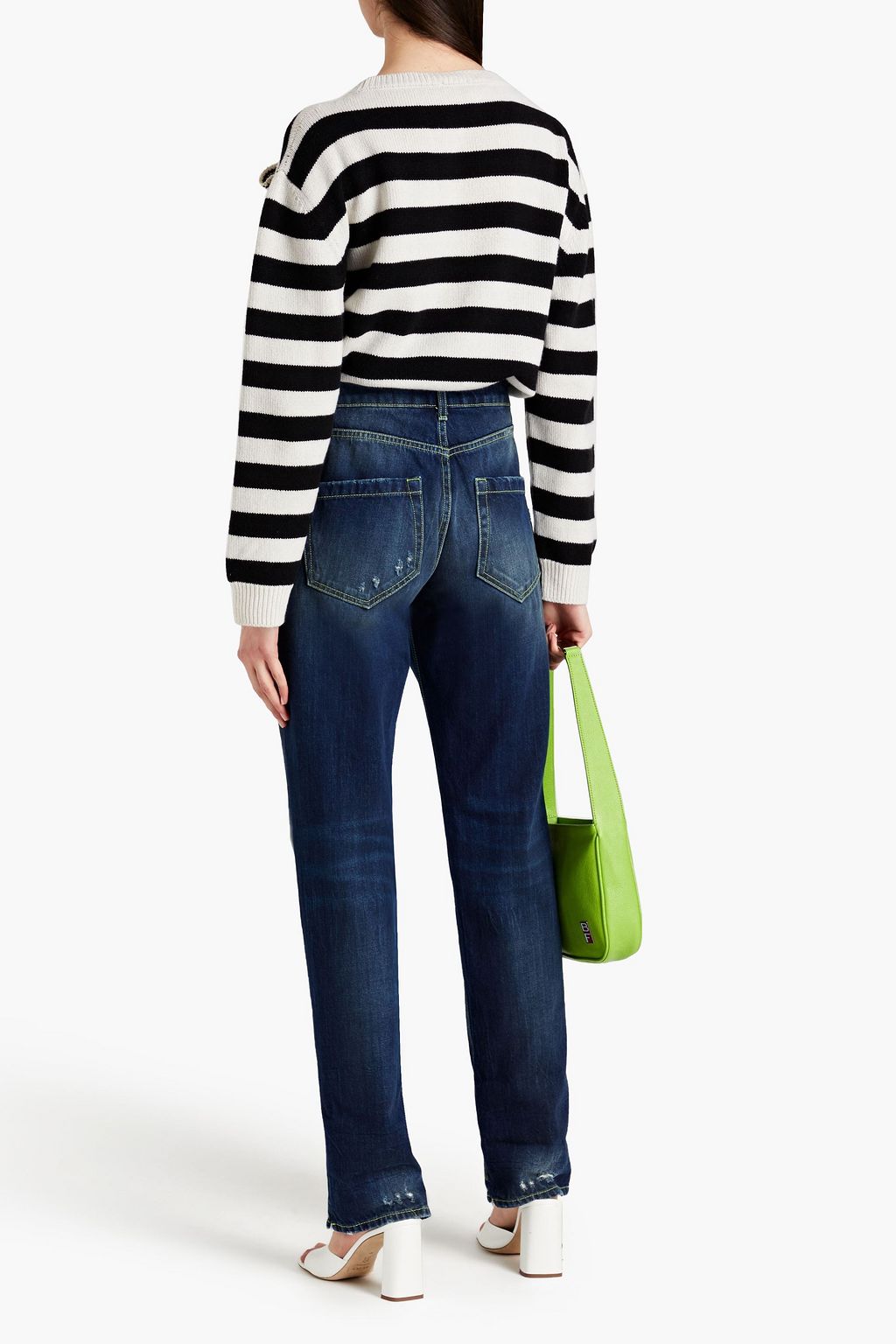 STELLA JEAN Distressed high-rise straight-leg jeans
