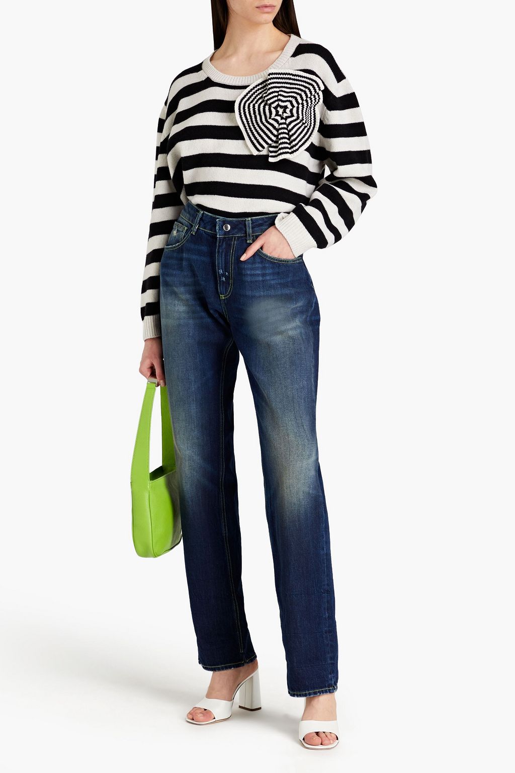 STELLA JEAN Distressed high-rise straight-leg jeans