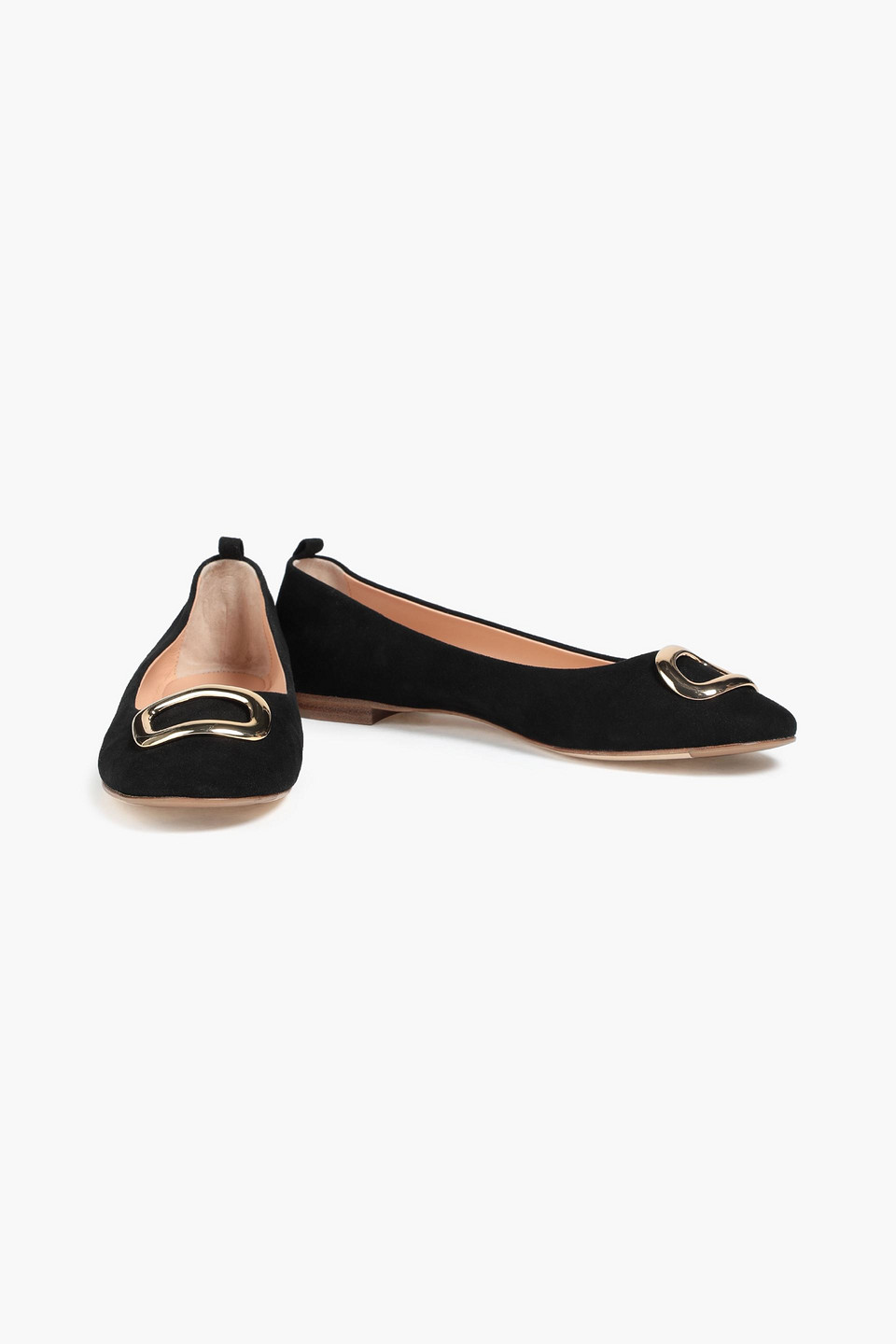 Rupert Sanderson Vedette Embellished Suede Ballet Flats In Black