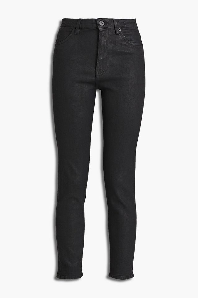 Channel Seam coated high-rise skinny jeans