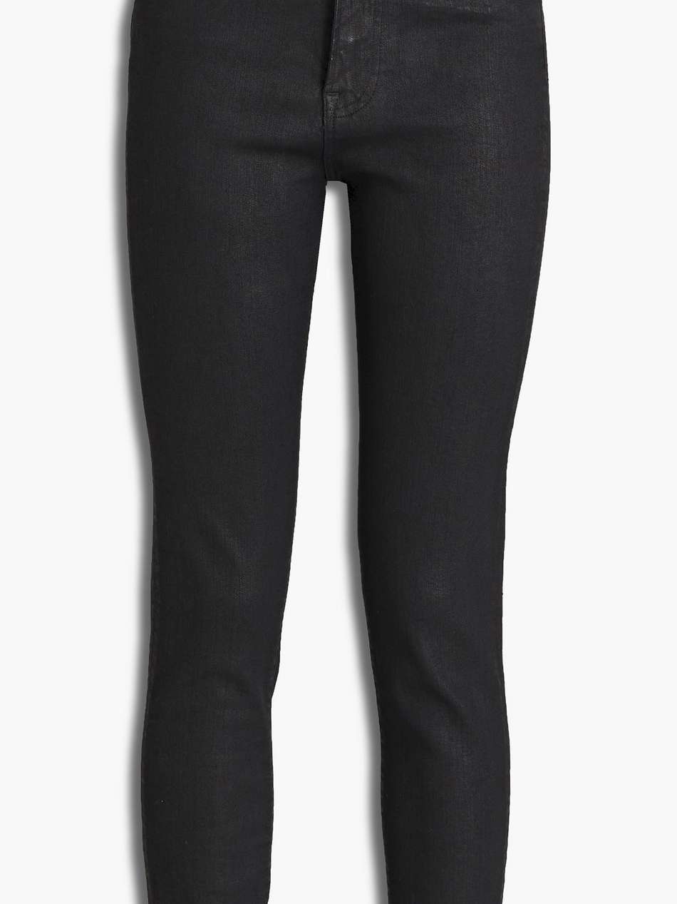 channel seam coated high-rise skinny jeans