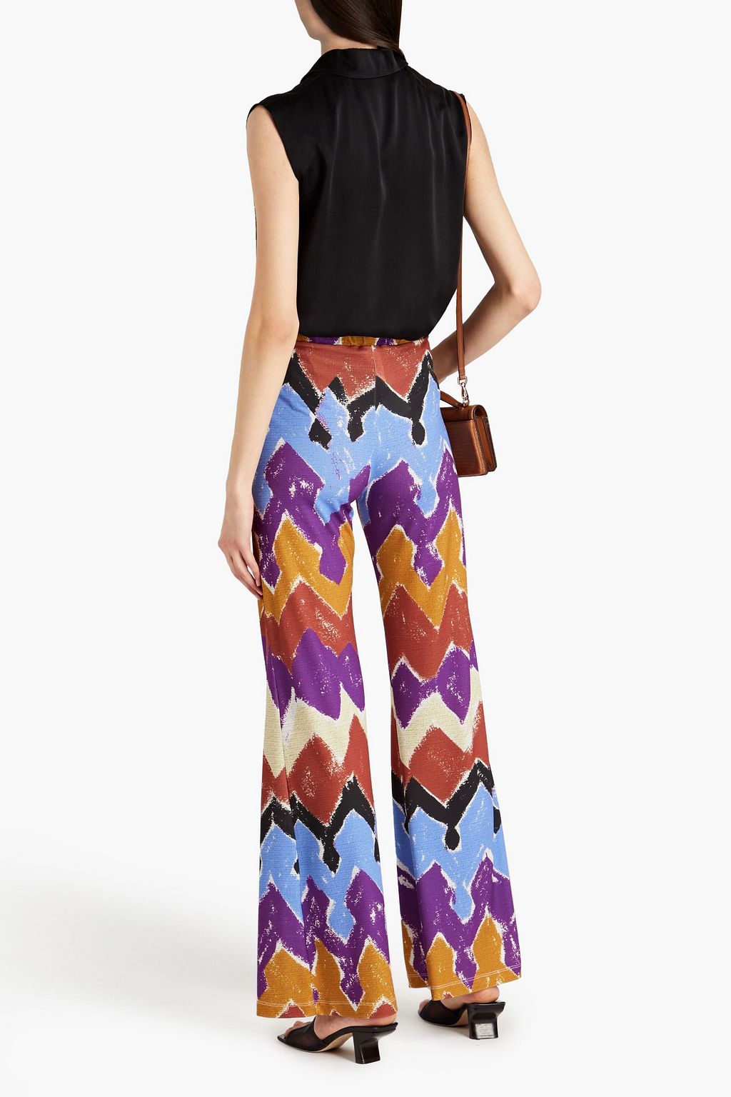 STELLA JEAN Printed stretch-crepe flared pants