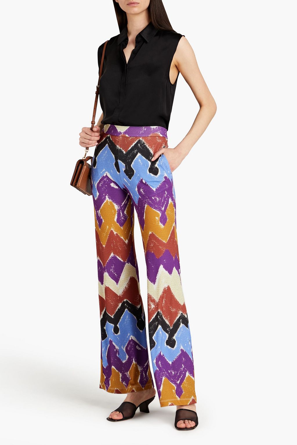 STELLA JEAN Printed stretch-crepe flared pants