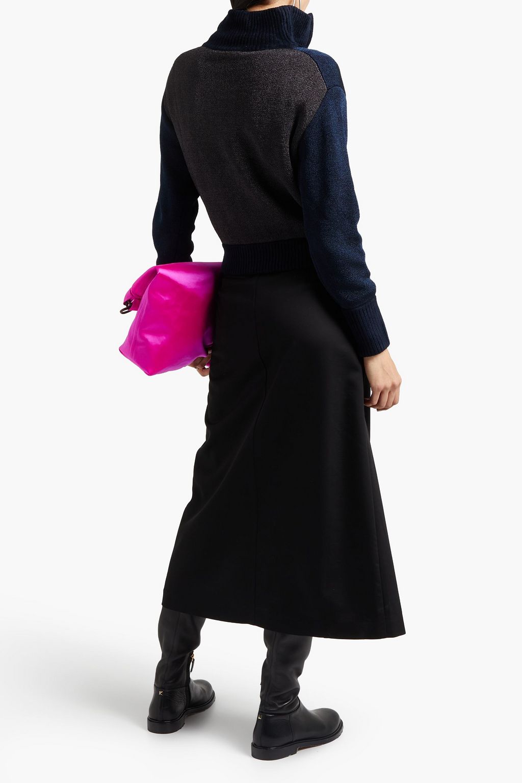 3.1 PHILLIP LIM Chenille-paneled metallic color-block knitted sweater