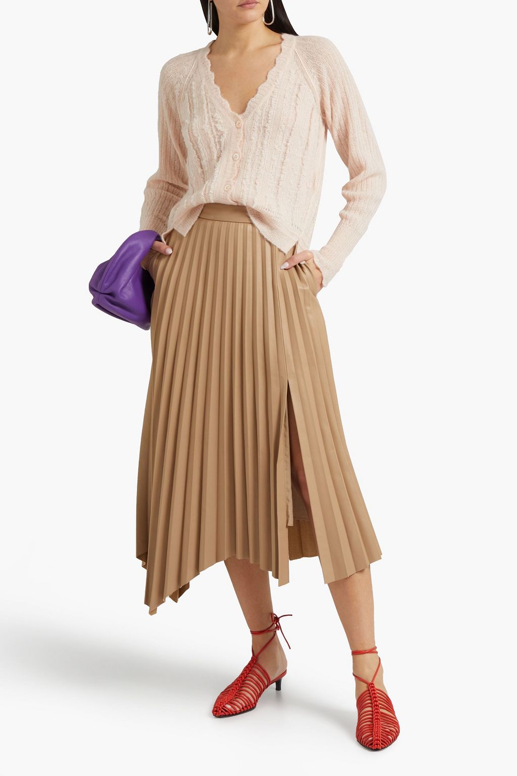 3.1 PHILLIP LIM Scalloped frayed alpaca-blend cardigan