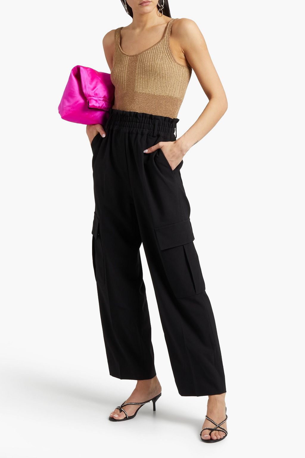 3.1 PHILLIP LIM Ribbed knit-paneled metallic knitted tank