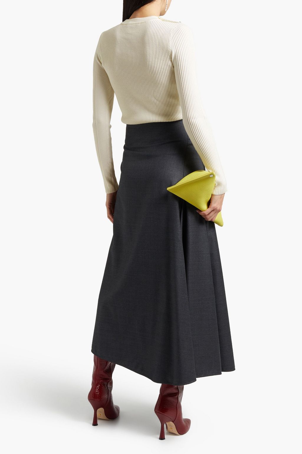 3.1 PHILLIP LIM Button-embellished ribbed merino wool-blend sweater