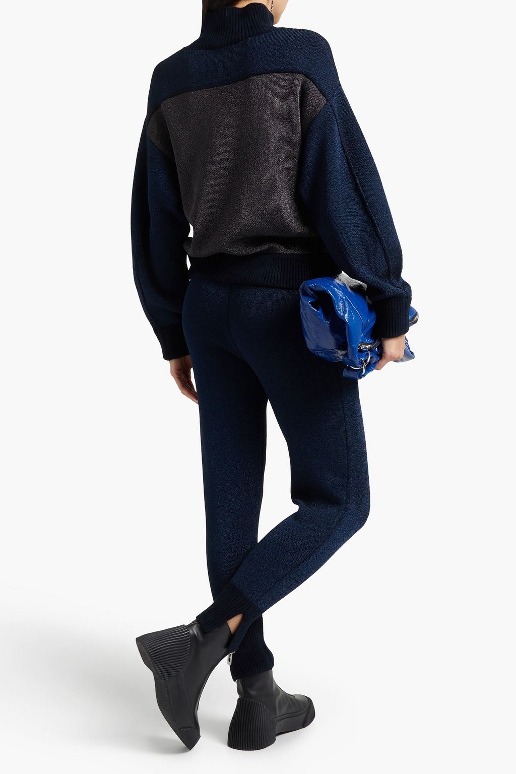 3.1 PHILLIP LIM Chenille-paneled metallic knitted track pants