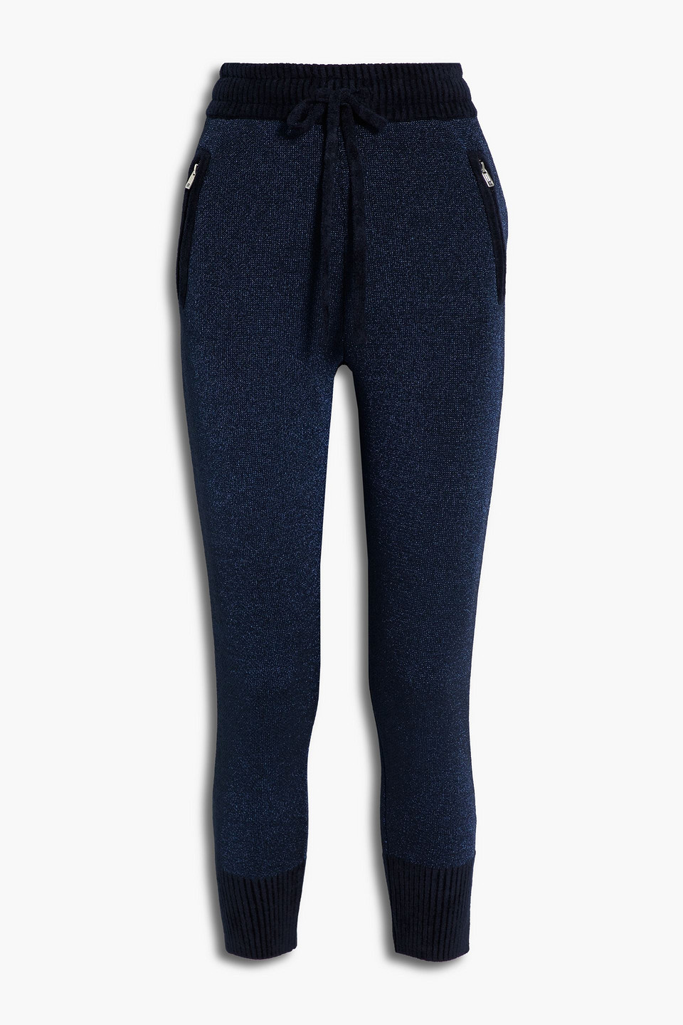 Metallic knitted rack pants