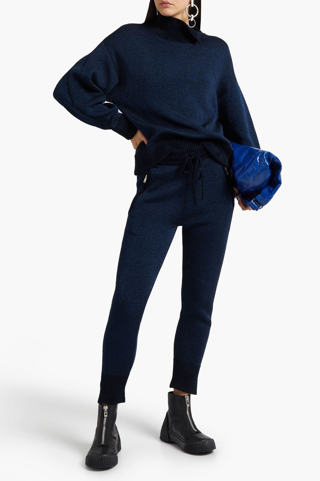 3.1 PHILLIP LIM Chenille-paneled metallic knitted track pants