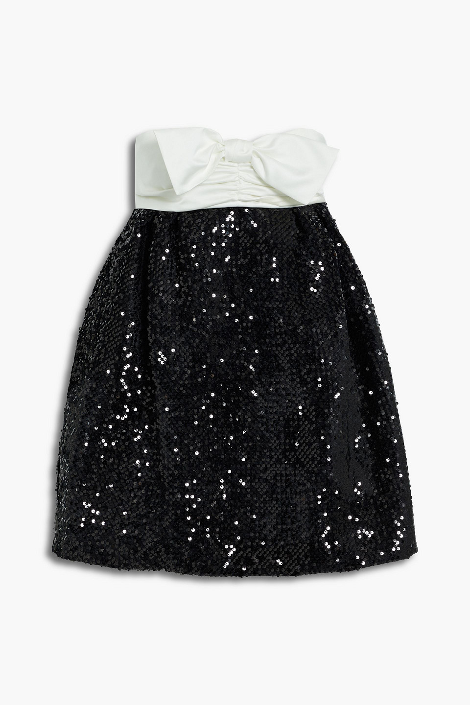 alexandre vauthier - strapless satin-paneled sequined velour mini dress - black - fr 36