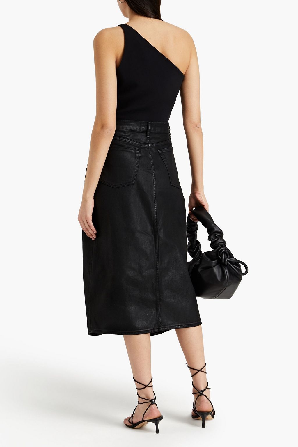 3X1 NYC Elizabella coated denim midi skirt