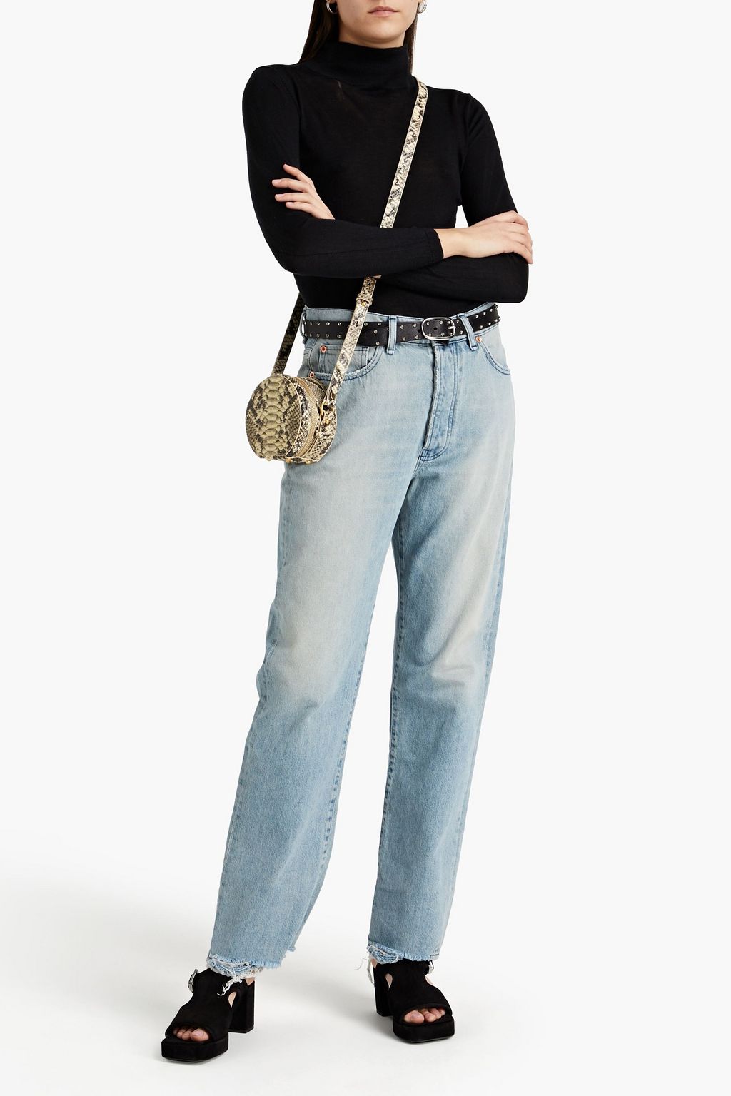3X1 NYC Sabina distressed mid-rise straight-leg jeans