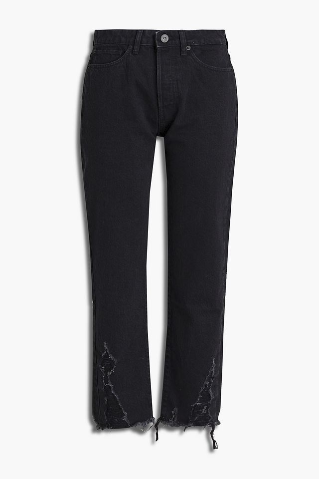 Higher Ground cropped distressed high-rise boyfriend jeans