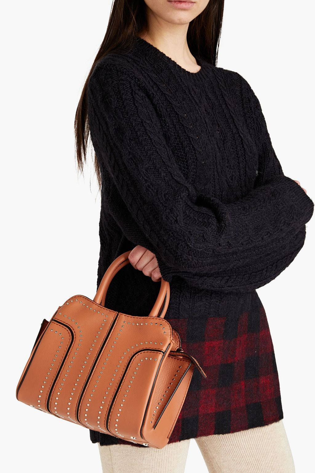 TOD'S Tote Bag aus Narbenleder mit Nieten