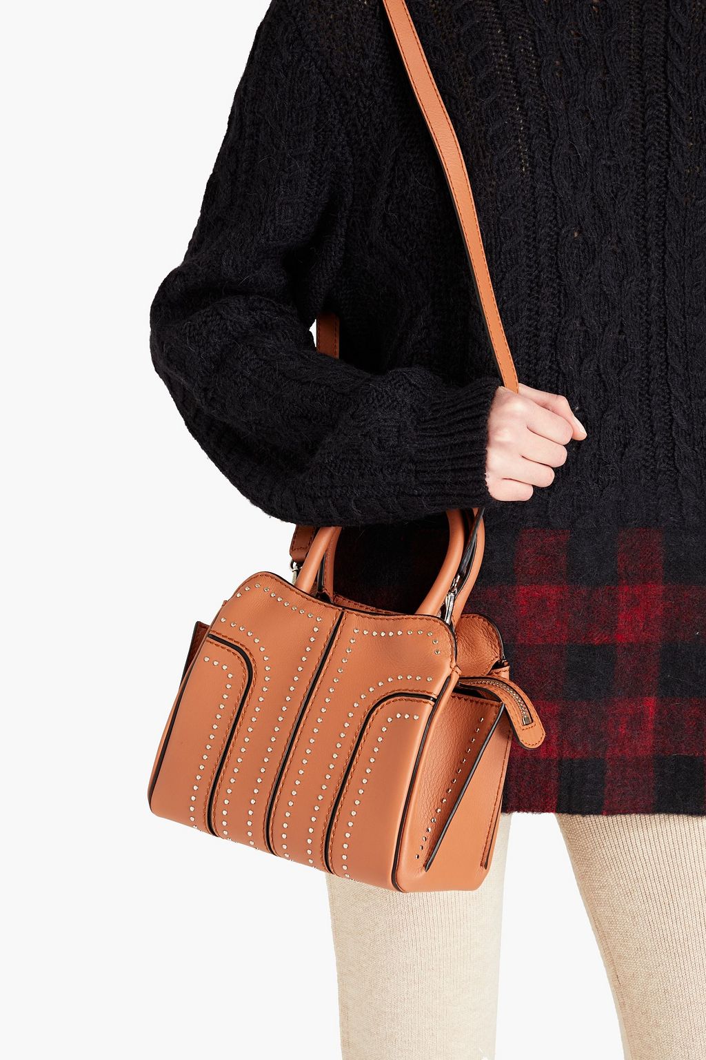 TOD'S Tote Bag aus Narbenleder mit Nieten