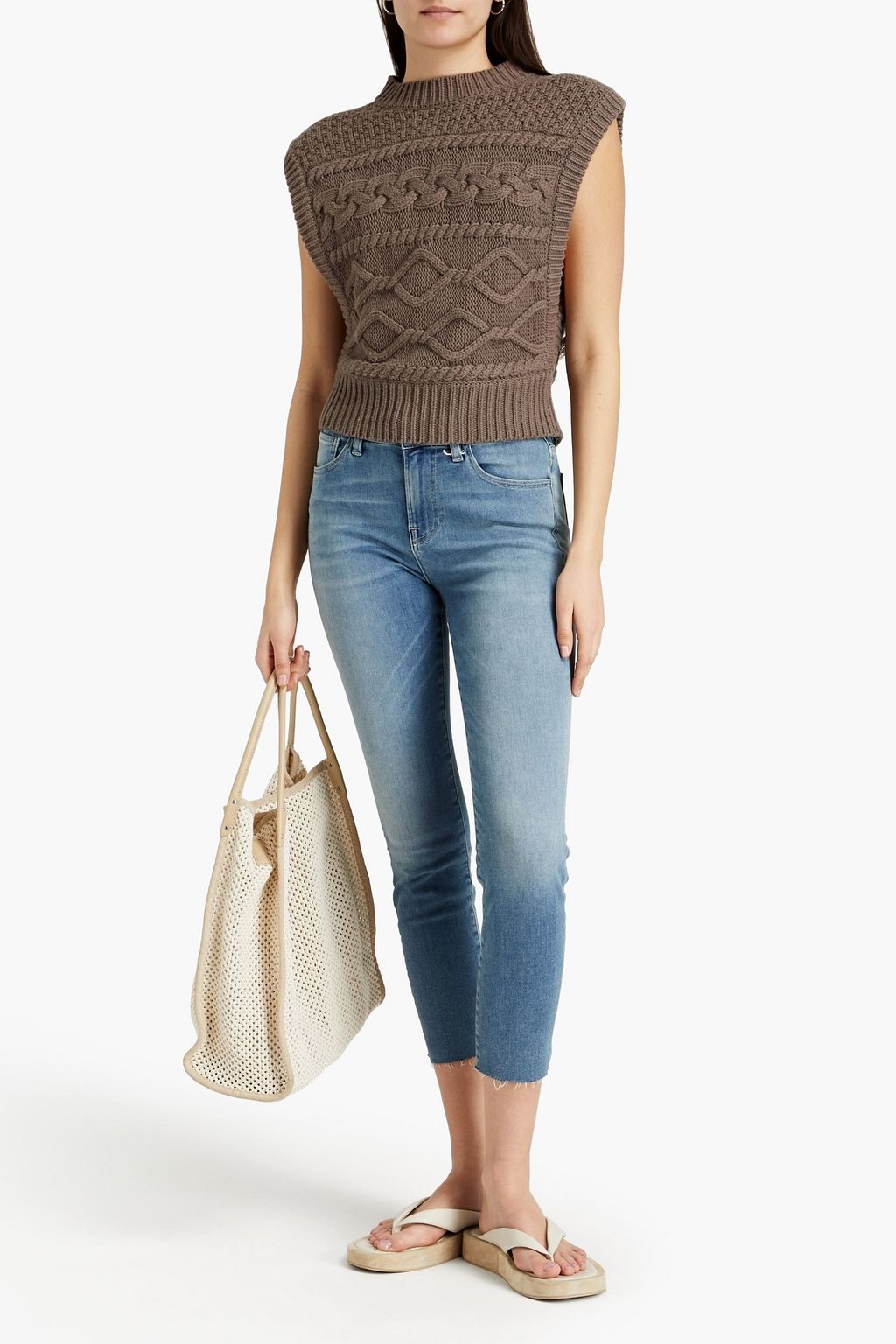 3X1 NYC Cropped frayed mid-rise skinny jeans