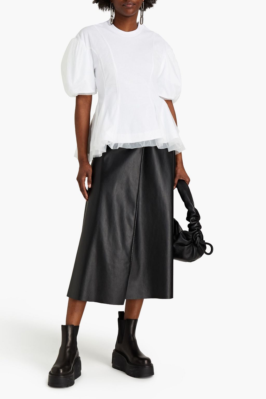 SIMONE ROCHA Layered tulle and Supima cotton-jersey top