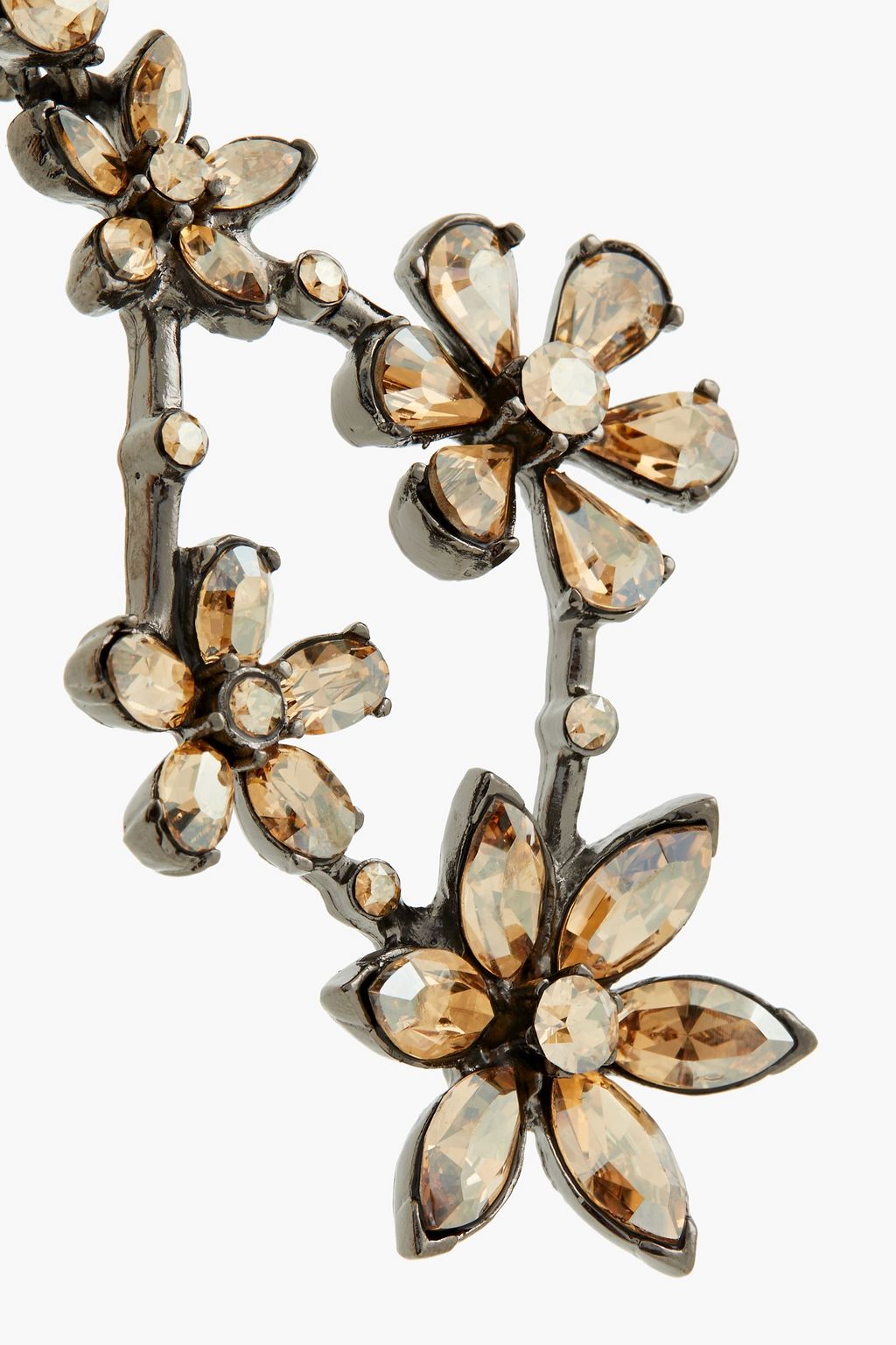 OSCAR DE LA RENTA Gunmetal-tone crystal clip earrings