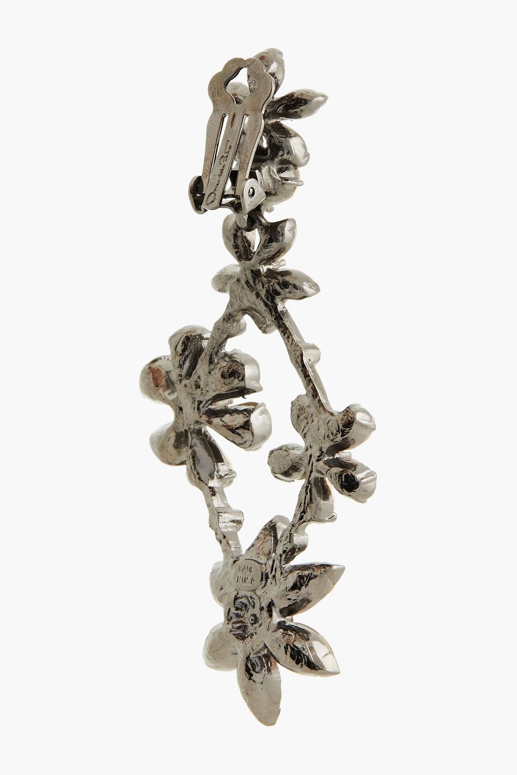 OSCAR DE LA RENTA Gunmetal-tone crystal clip earrings