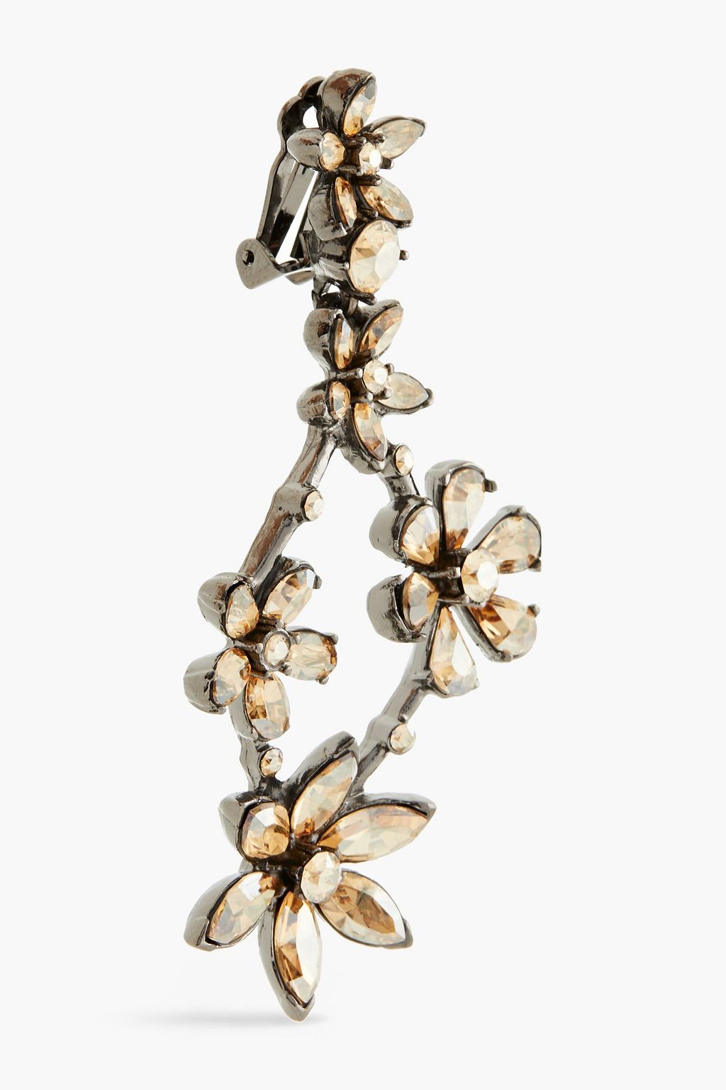 OSCAR DE LA RENTA Gunmetal-tone crystal clip earrings
