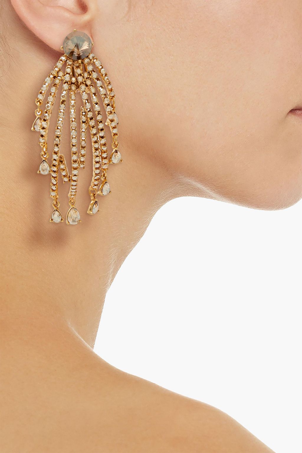 OSCAR DE LA RENTA Gold-tone crystal earrings