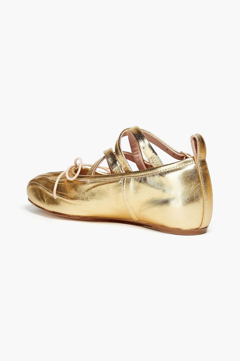 SIMONE ROCHA Embellished metallic leather ballet flats