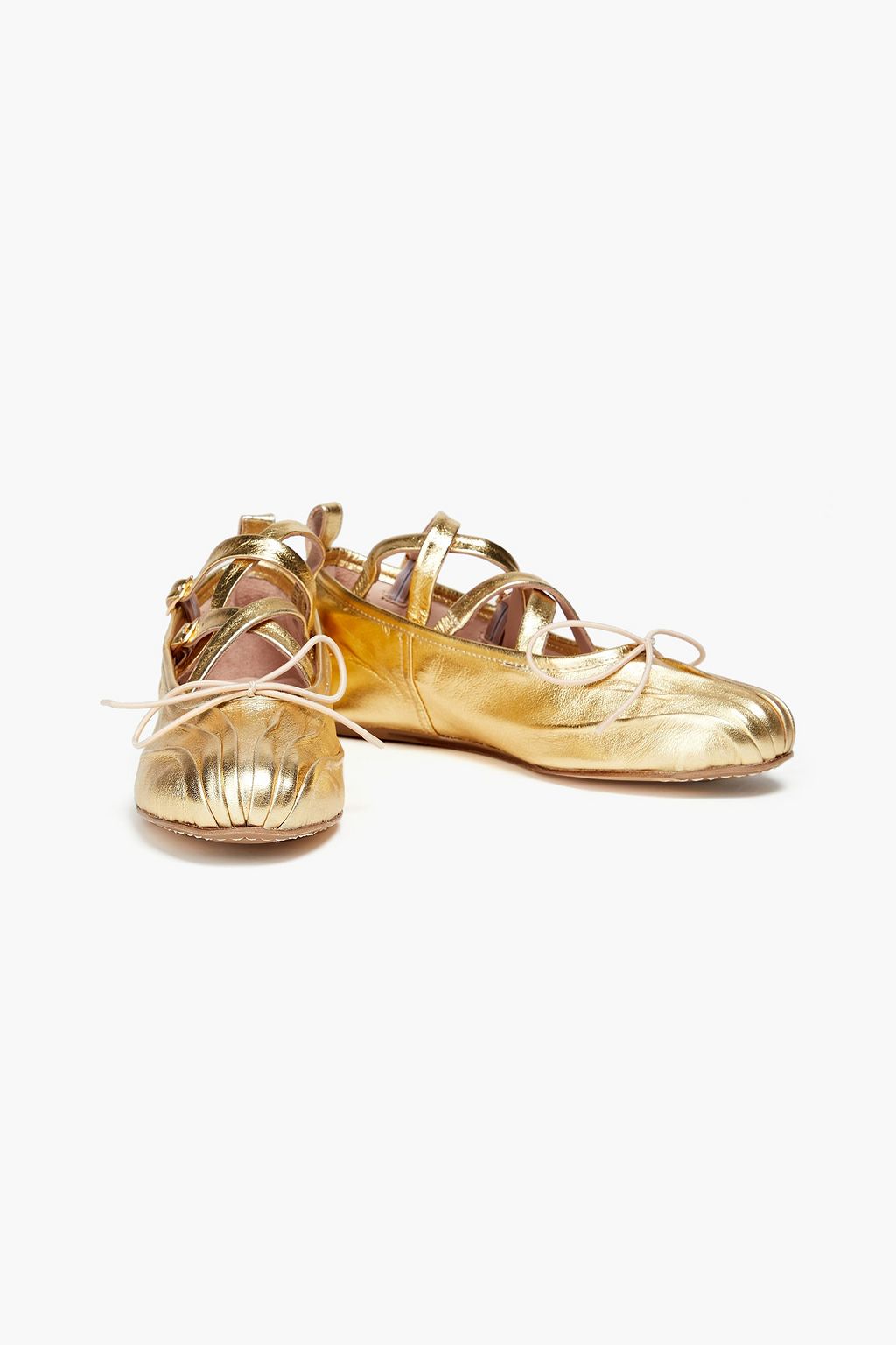 SIMONE ROCHA Embellished metallic leather ballet flats