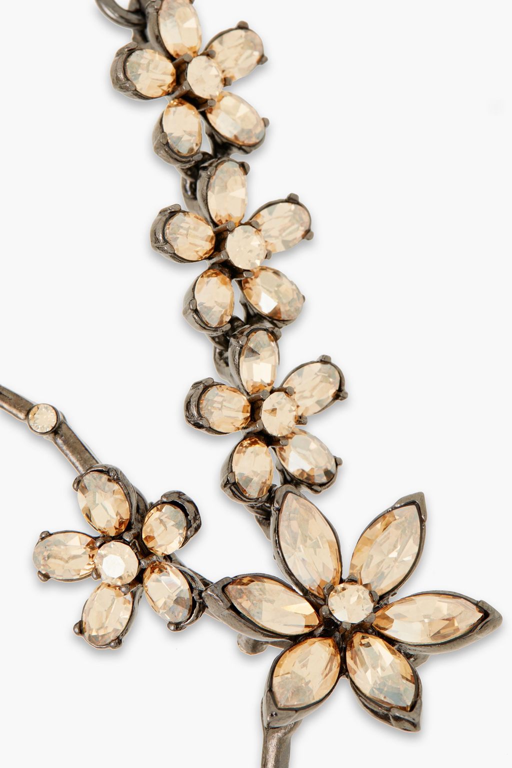 OSCAR DE LA RENTA Gunmetal-tone crystal necklace