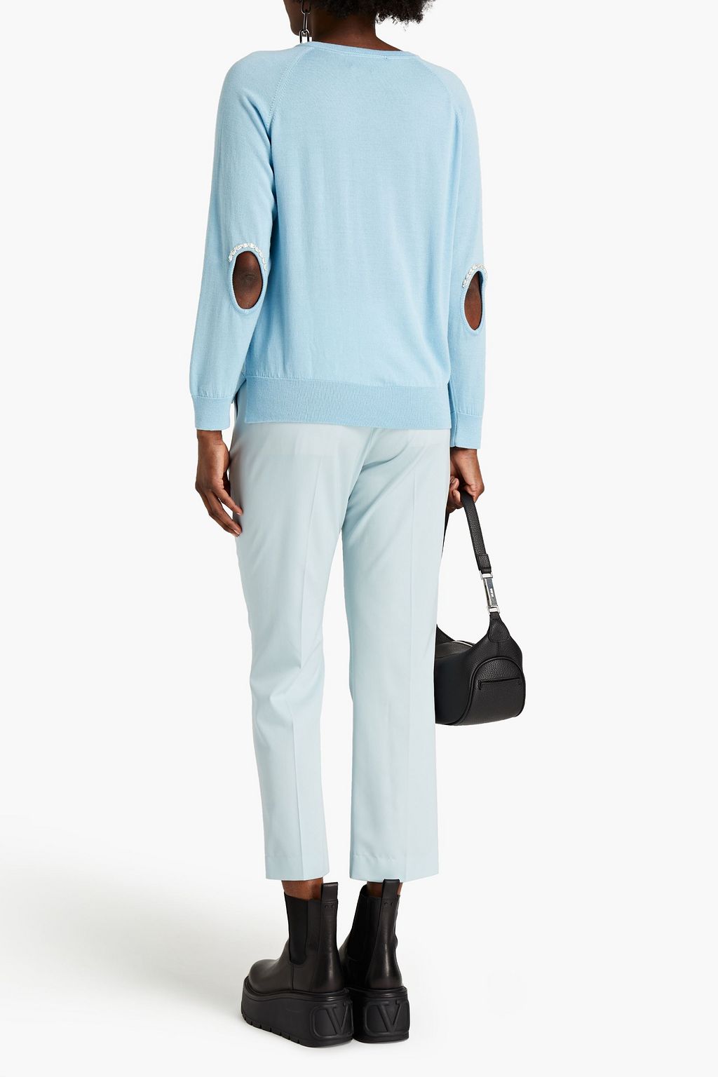 SIMONE ROCHA Cutout embellished wool and silk-blend cardigan