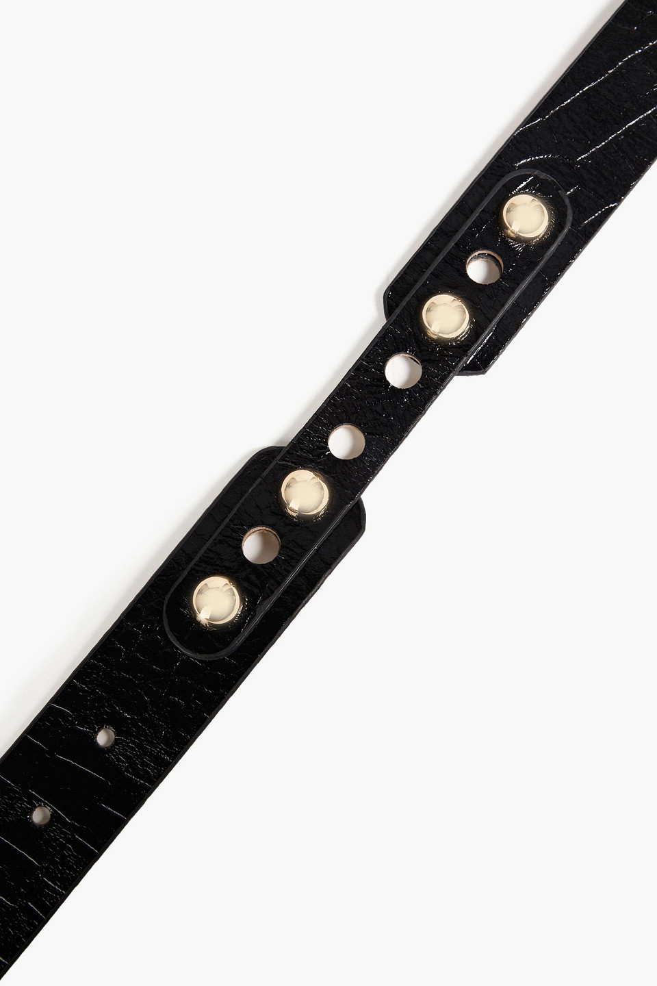 Dodo Bar Or Liam Studded Croc-effect Leather Belt