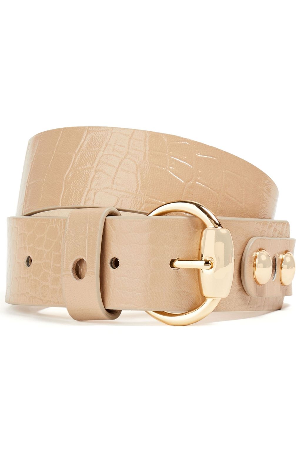 Beige Liam studded croc-effect leather 