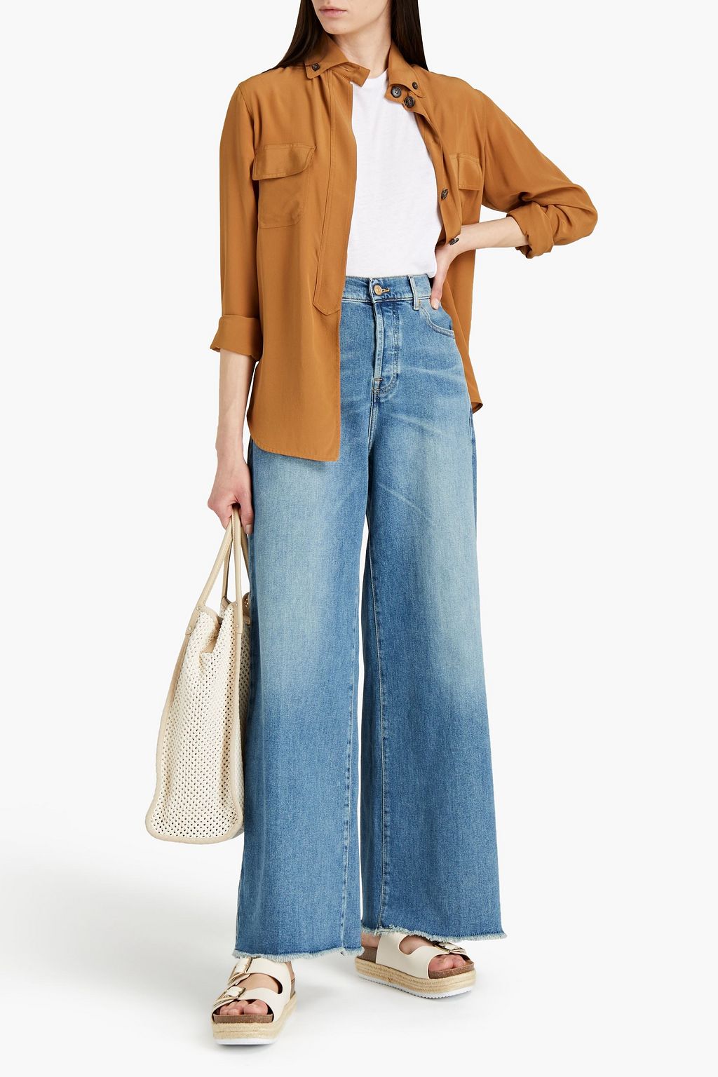 7 FOR ALL MANKIND Zoey frayed high-rise wide-leg jeans