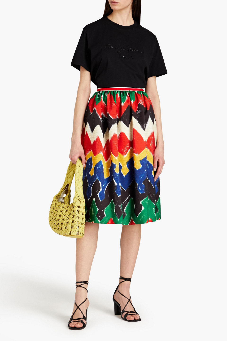 Stella Jean Gathered Printed Crepe Skirt In Multi