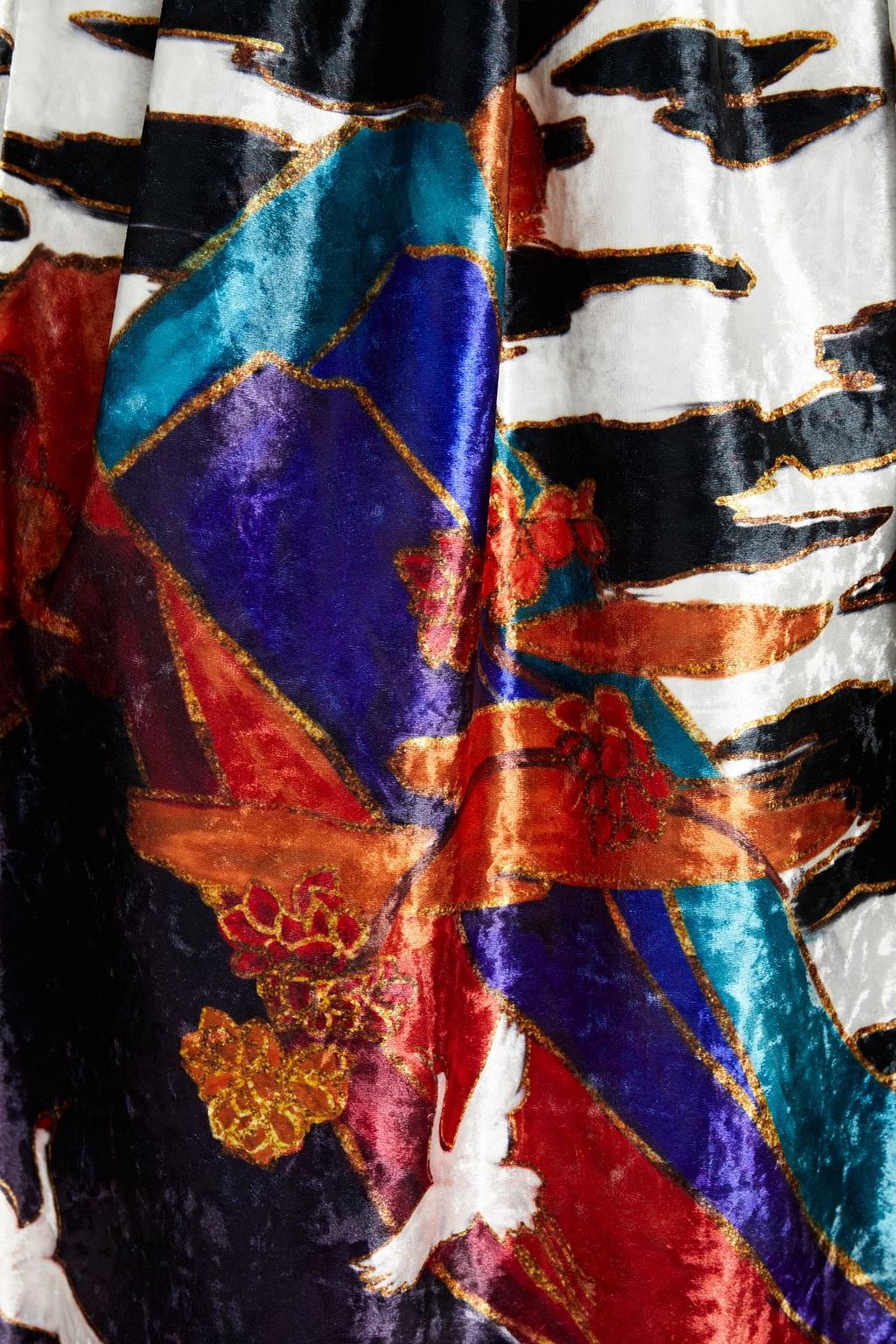 STELLA JEAN Gathered printed crushed-velvet skirt