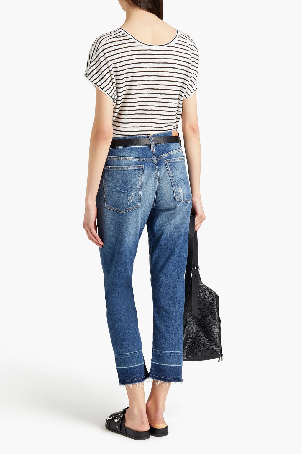 7 FOR ALL MANKIND Asher cropped distressed high-rise boyfriend jeans